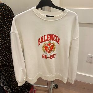 Balenciaga Men's College Logo Crewneck Sweatshirt 'White'